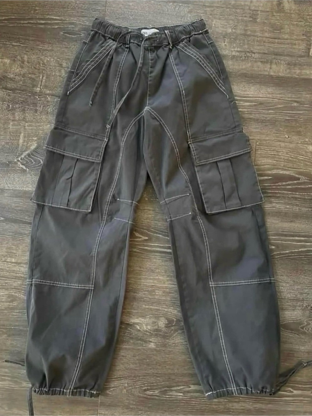 Zara Cargo Pants with Contrast Stitching